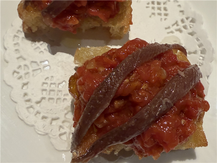 tomato and anchovy canape